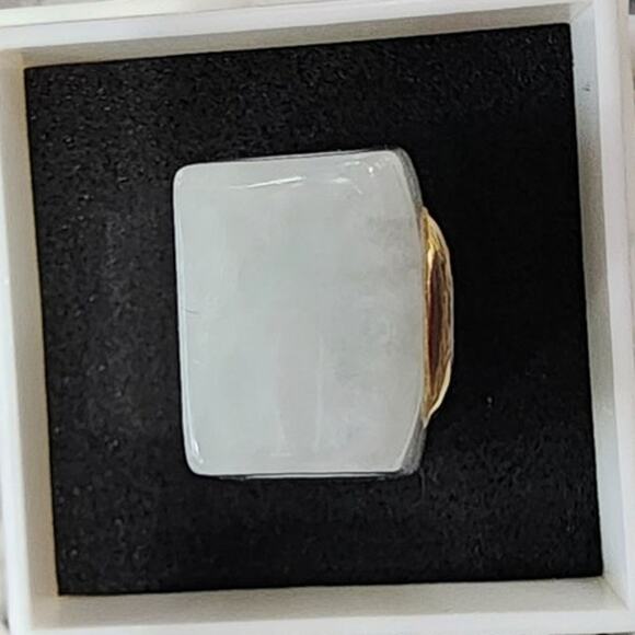 Vintage Amethyst Green Jadeite 14K Yellow Gold Necklace Slide Pendant Enhancer - Picture 9 of 9